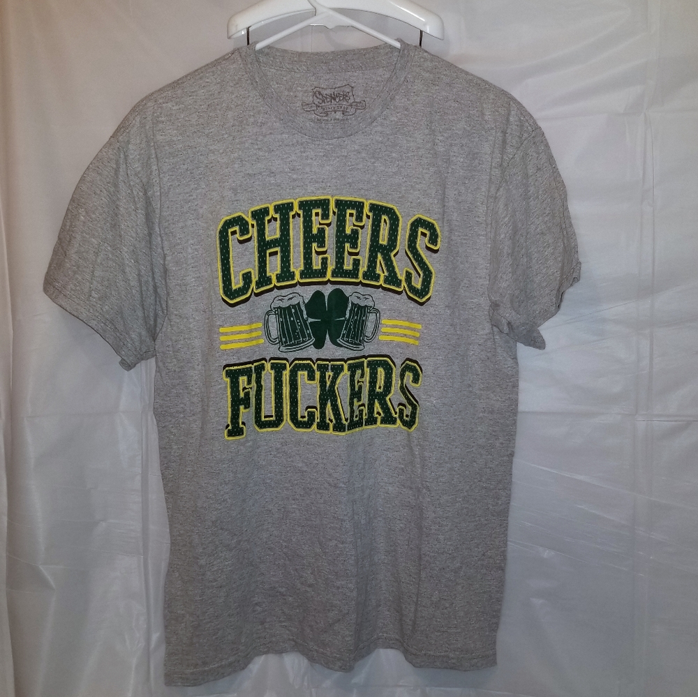 Cheers Fuckers St Patrick Men's Tshirt Size Large